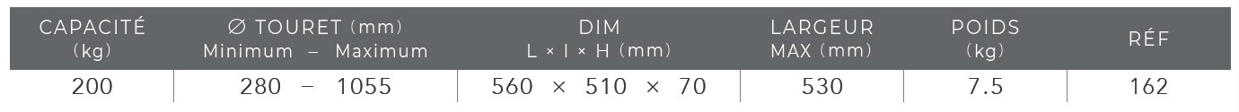 dimensions-Dérouleur pliant monobloc 200 kg-Taravello pro